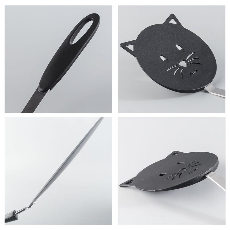 GOODFEER Nylon Turner Cat Shape Small Heat Resistant Wok Spatula for non stick cookware with Stainless Steel Bracket for Cooking, Fish, Eggs, Pancakes, Fried Rice - Image 5